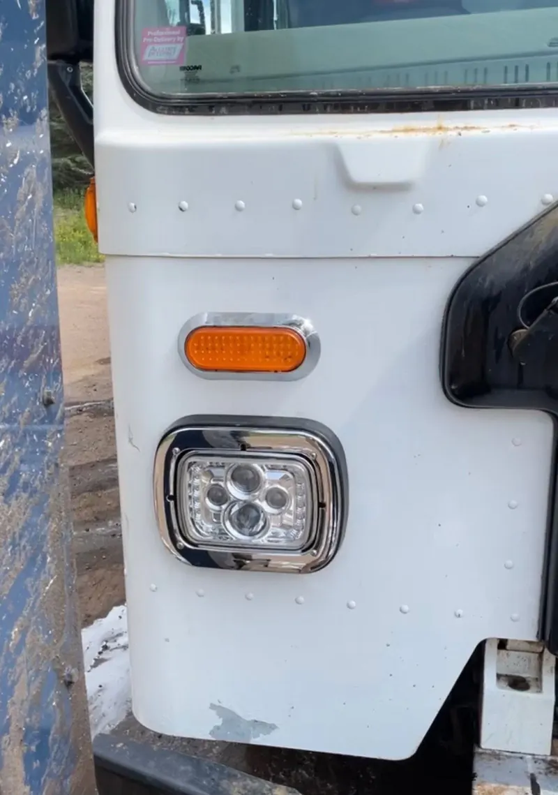 The washed front and fender of a straight truck